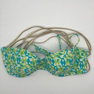 Aerie Bikini Top Geometric Womens size 36 B gold straps